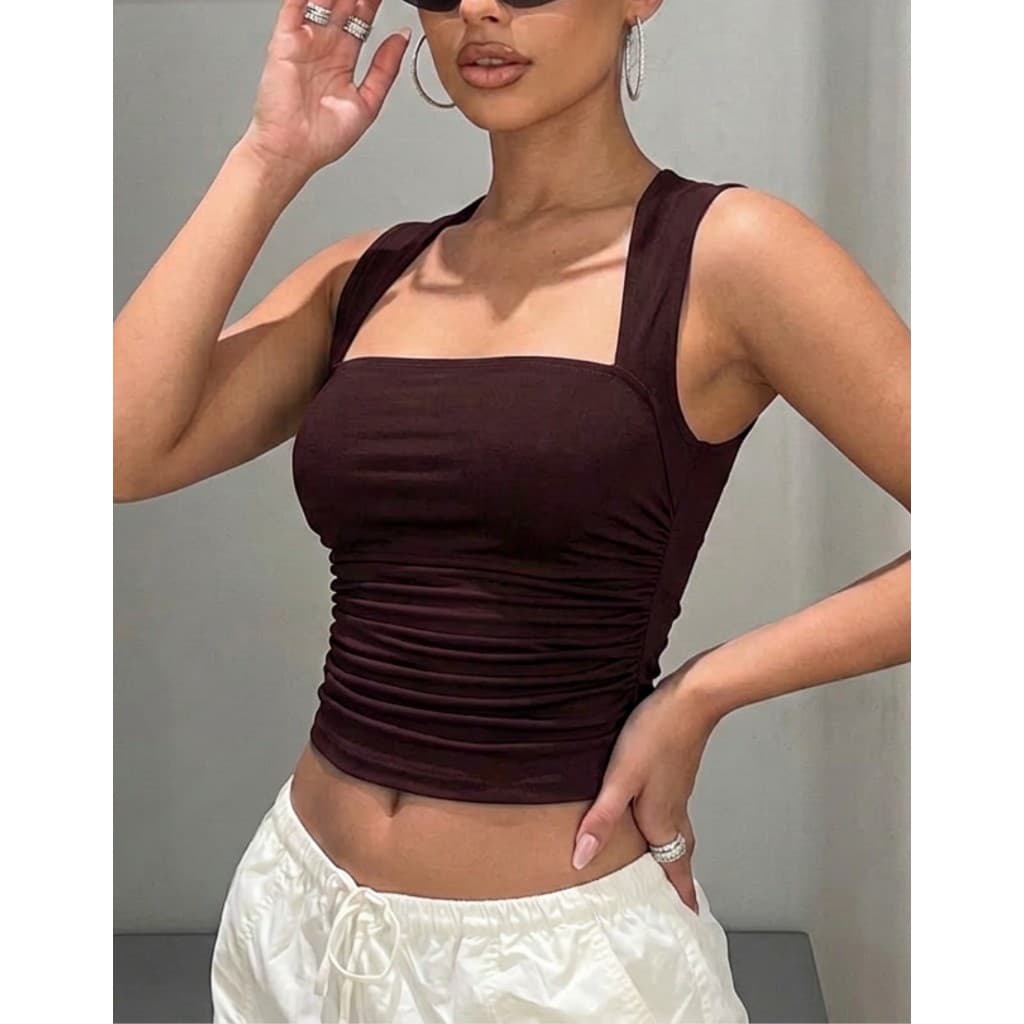 Blusa Blusinha Regata Feminina Decote Quadrado Reto Lançamento Verão