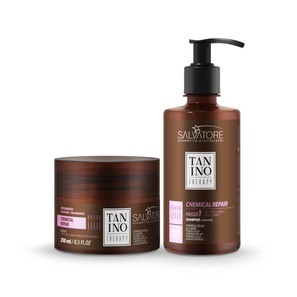 Salvatore Kit Tanino Therapy Chemical Repair Shampoo 300ml e Máscara 250ml Recuperação Pós Quimica