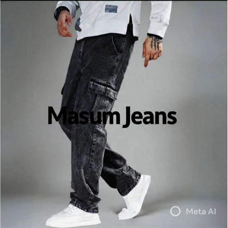 Calça Jeans Cargo Masculina Streetwear Preta Mescla Cinza Grafite 34 Ao 44