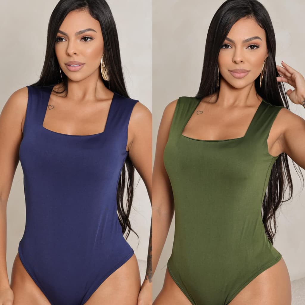 KIT 2 BODYS FEMININO REGATA GOLA QUADRADA