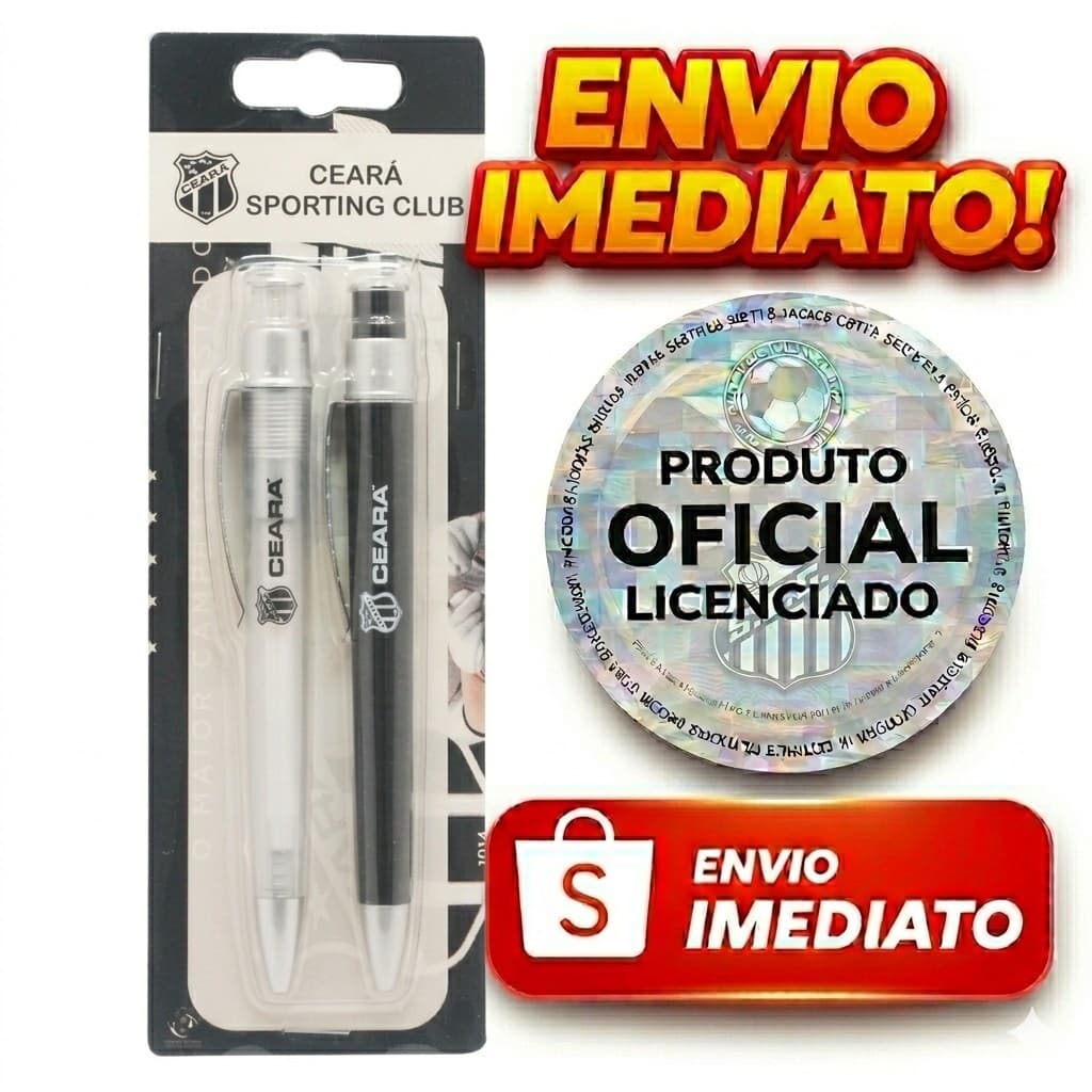 Kit 2 Canetas Ceará Time Oficial Original Presente Torcedor Futebol Clube Material Caneta Escolar
