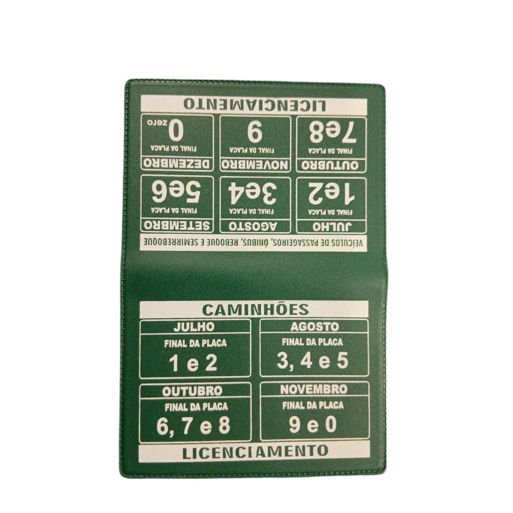 2 Porta Documento CNH E CRLV Com Tabela de Licenciamento