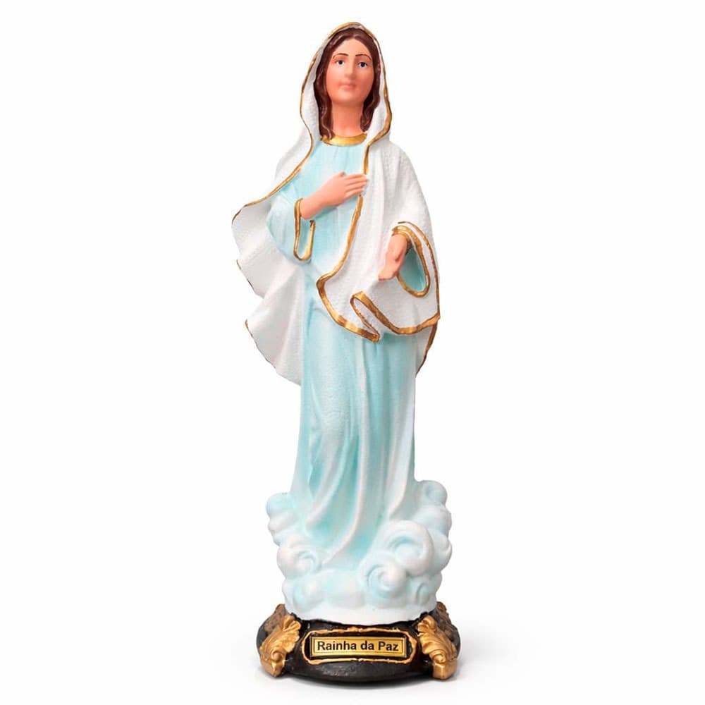 Imagem de Nossa Senhora de Medjugorje Rainha da Paz de Borracha Inquebrável 33 cm Estatueta Católica