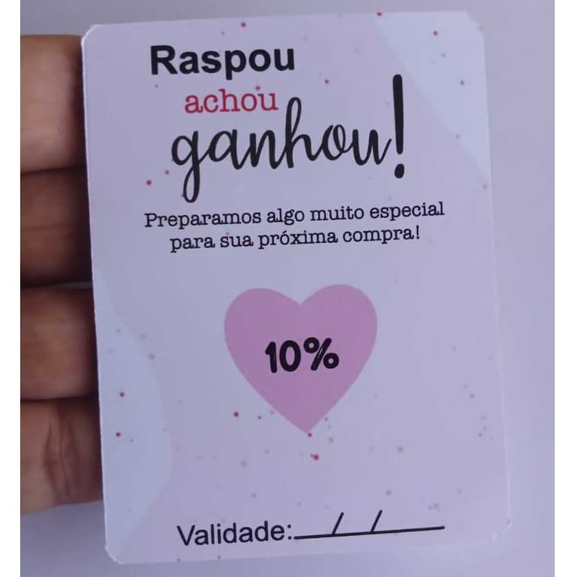 12 Cartões Raspadinha com Adesivo Desconto Cliente Fidelização Brinde Personalizado