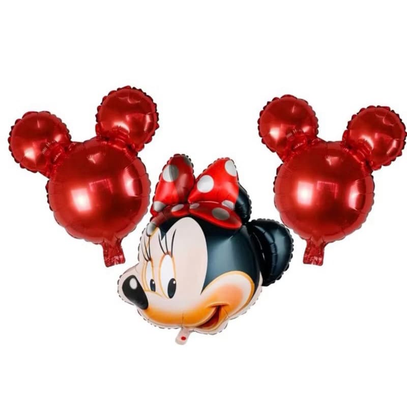 Kit C/3 Balões Metalizado Minnie Mouse 60Cm/37Cm