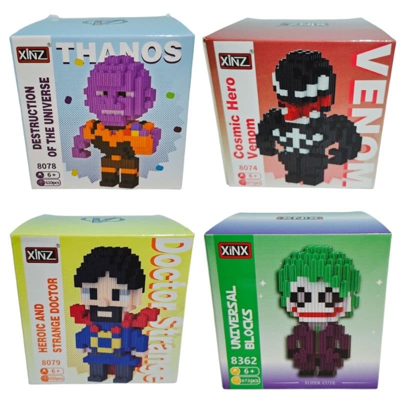 Mini Blocos de Montar Thanos Venom Coringa Joker Doutor Estranho XINZ 600+ Peças Estilo Lego Marvel DC Colecionável +6