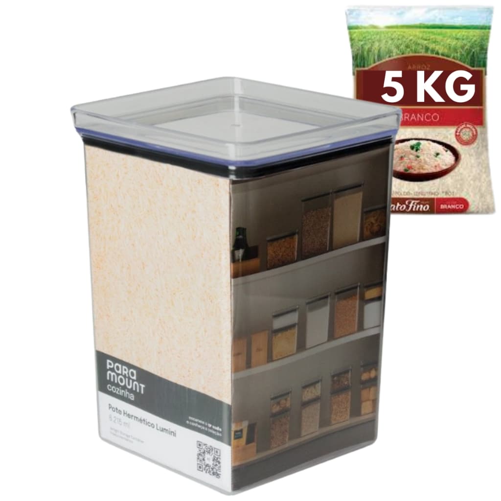 Pote Hermético Lumini Acrílico 5kg Arroz Feijão Multiuso Organizador Mantimentos Cozinha Premium