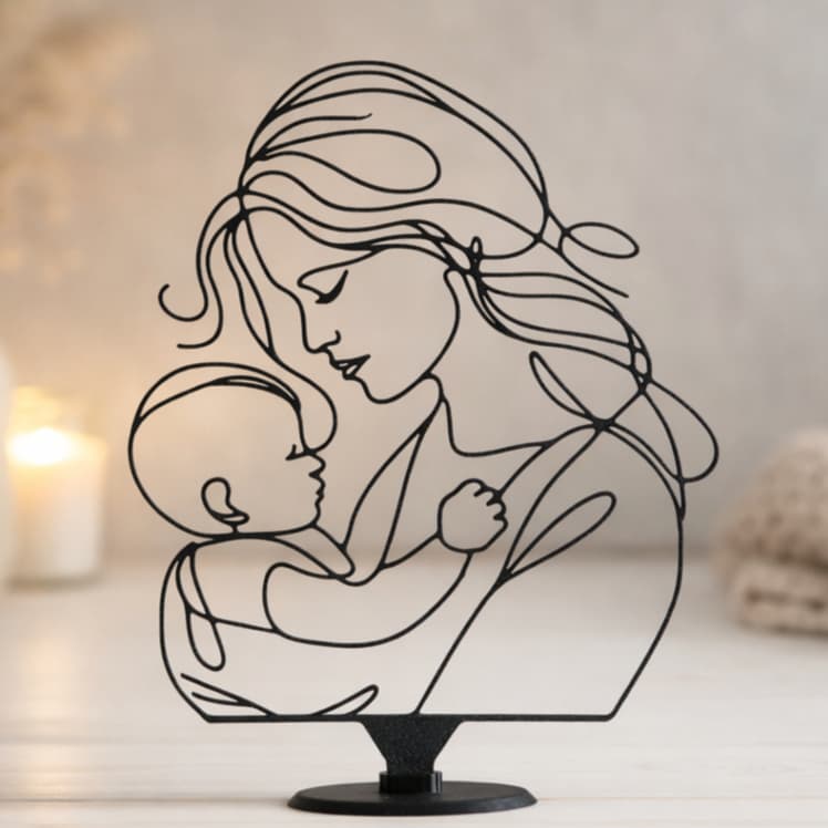 Escultura Decorativa Mãe e Filho - Presente para Mães Escultura de mesa - Peça decorativa