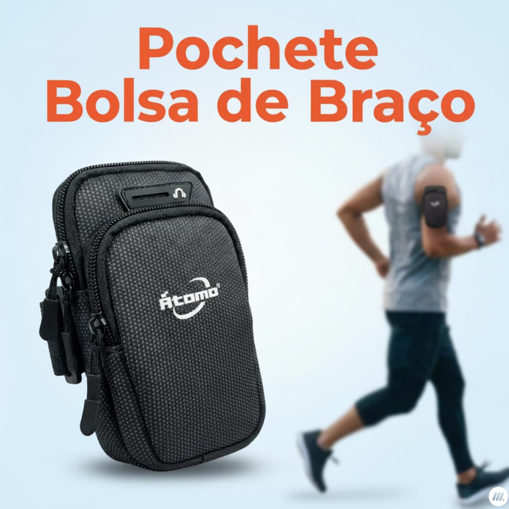 Pochete Bolsa de Braço Esportiva Impermeável Celular Corrida Academia Ciclismo Unissex Ajuste Firme