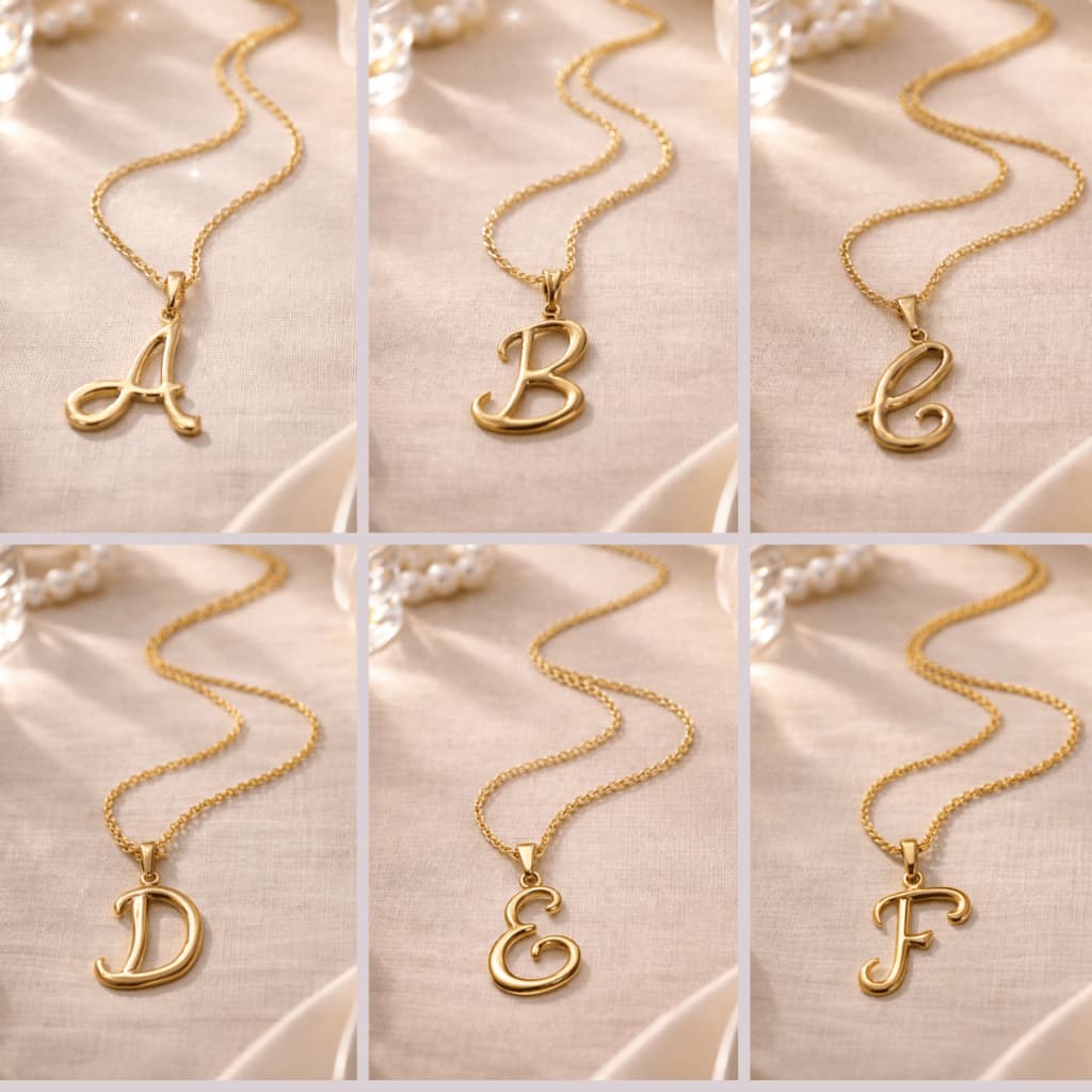 Colar Letra Inicial Nome Pingente Folheado Dourado Prateado Feminino Masculino