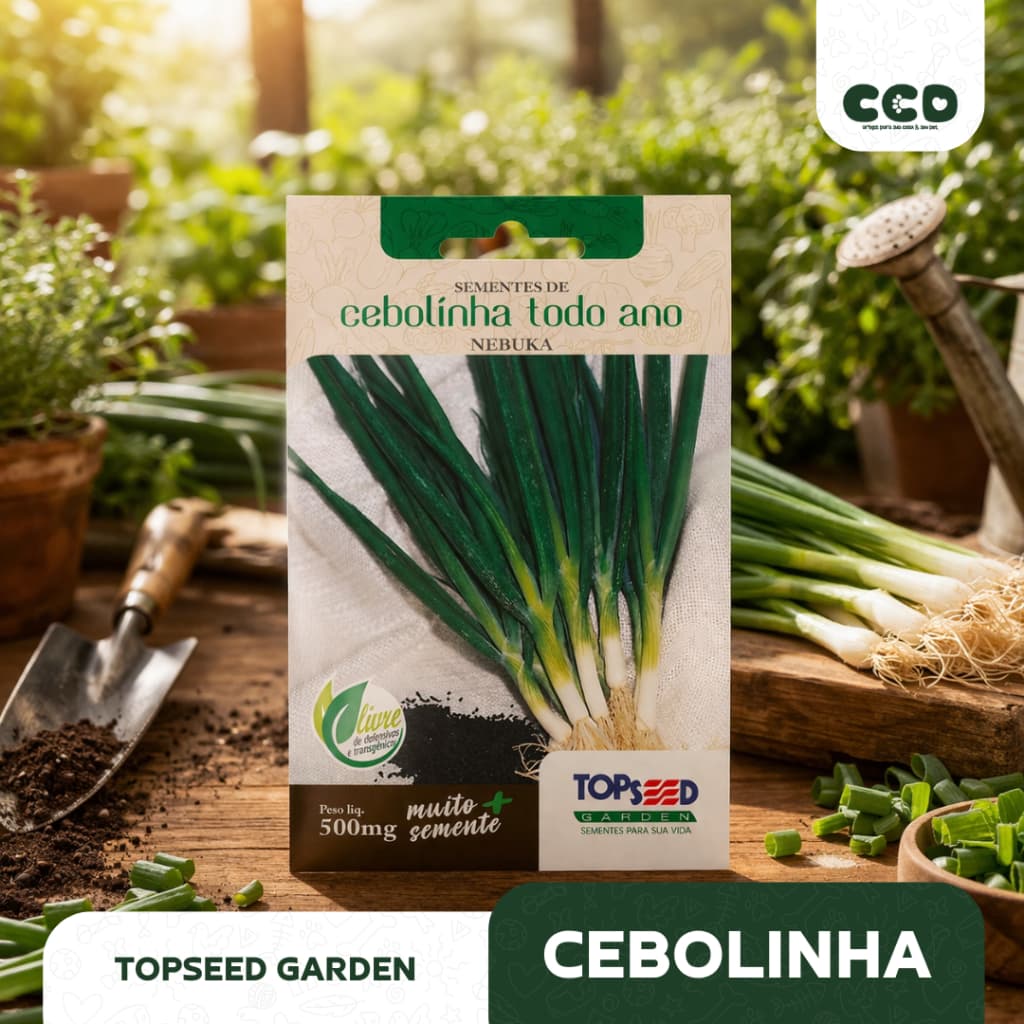 Semente Cebolinha Todo Ano Topseed 500mg para Horta e Vaso