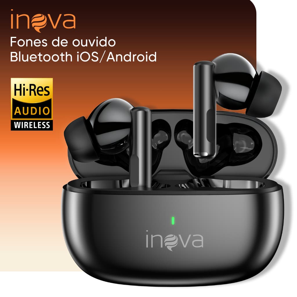 INOVA Fone de Ouvido Intra-Auriculares Sem Fio Alta qualidade de som Microfone integrado Case de carga Leve iOS/Android