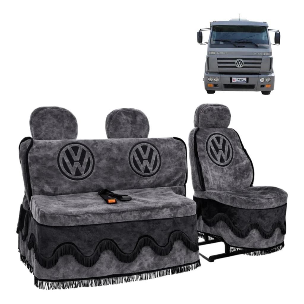 Capa Banco Caminhão Volkswagen Motorista Original+ Carona Sofá Pelúcia completa