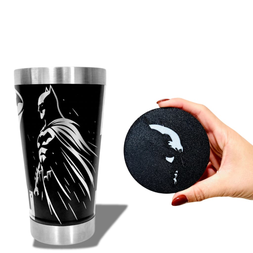 Kit Batman Copo Térmico + Porta Copo 3D Personalizado | Presente Incrível Geek