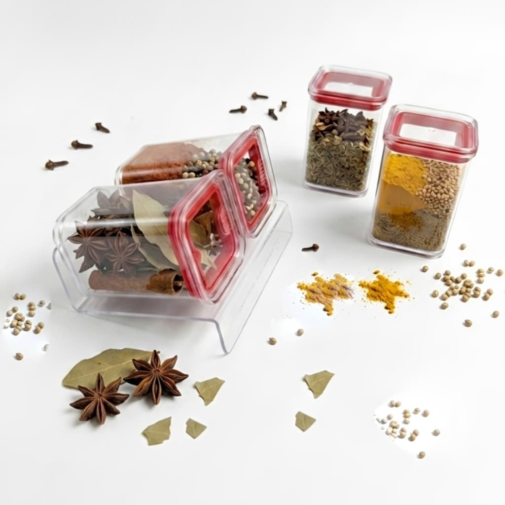 Kit Porta Temperos Organizador Com 2 Potes Herméticos Maquiagem Condimentos Cozinha