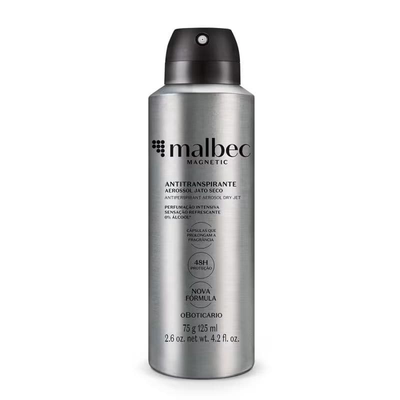 Desodorante Antitranspirante Malbec Magnetic Aerossol 75g/125ml