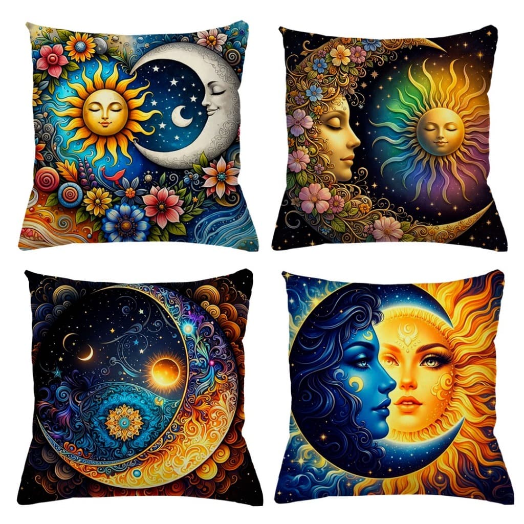 KIT 4 CAPAS DE ALMOFADAS COSMO LUA SOL UNIVERSO TAMANHO 45X45