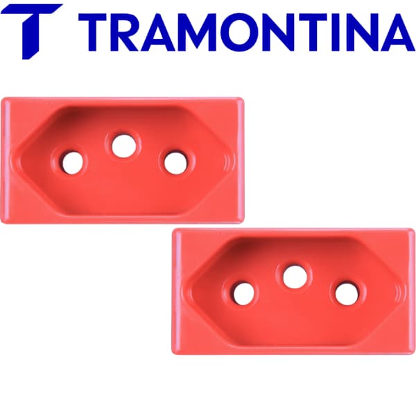 Tomada 20A Tramontina 2P+T 250V Vermelho Design Moderno
