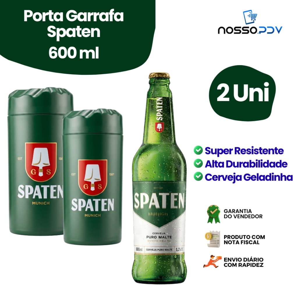 Kit 2 Porta Garrafa Térmico Para Cerveja Garrafa 600 ML Spaten Parede Dupla Alta Qualidade Envio Rápido