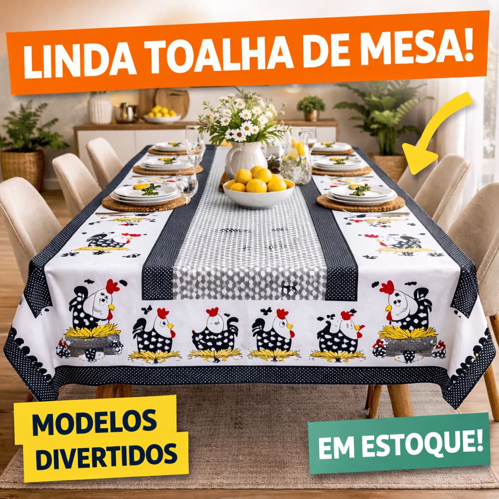 Toalha de Mesa Quadrada Retangular Tecido Oxford Limpa Fácil Vários Modelos 2, 4, 6 e 8 Lugares