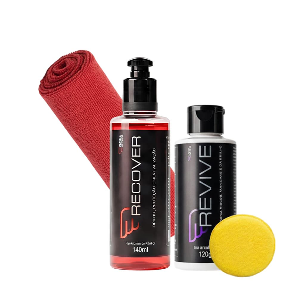 HOUSE OF MOTORS KIT REVIVE TIRA RISCOS RECOVER REVITALIZA PLÁSTICOS PANO E ESPONJA