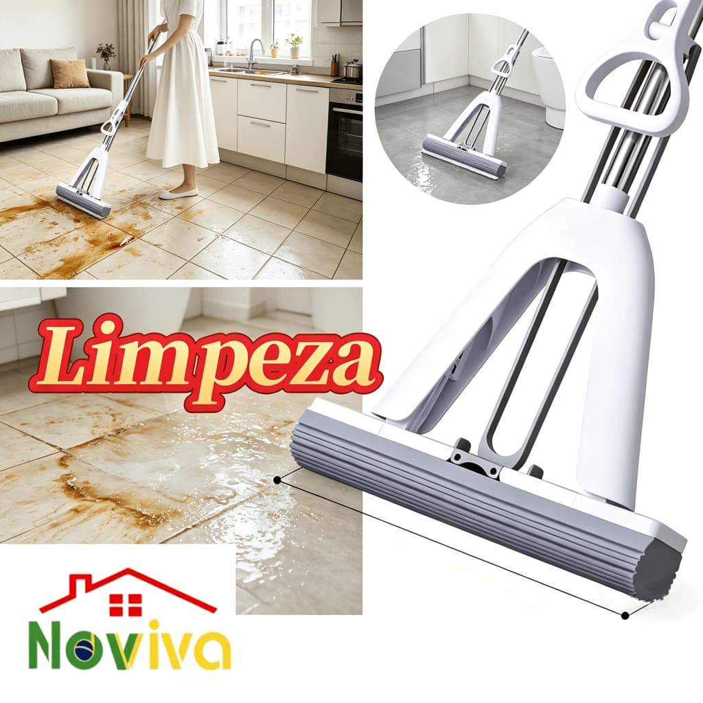 Mop PVA Rodo Esfregão  Limpeza Rápida e Eficaz Leve Compacto Favorito 130cm Mágico Mop Noviva