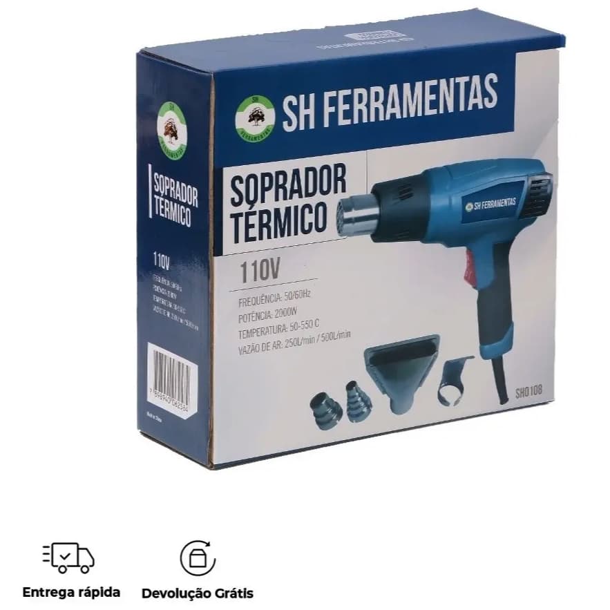 Soprador Térmico Profissional 2000w 50 a 550 Graus + 4 bicos Direcionados Queima de Estoque