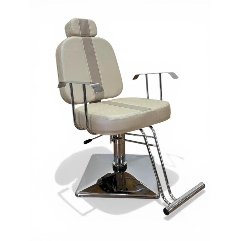 Cadeira de Cabeleireiro Hidráulica Reclinável Plenitude Maquiagem Estética Giratória 360 Cromada 150kg