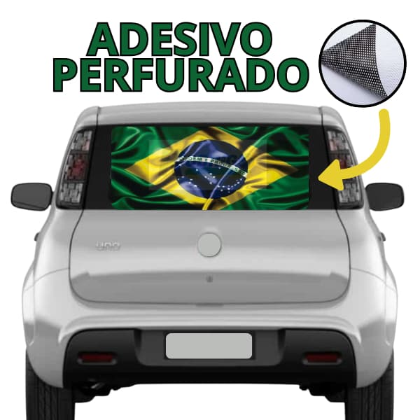 Adesivo Vinil Perfurado Bandeira do Brasil Para Carro Fácil Aplicação