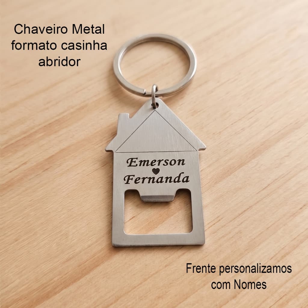Chaveiro Metal formato casinha gravado Laser - Presente - Apartamento