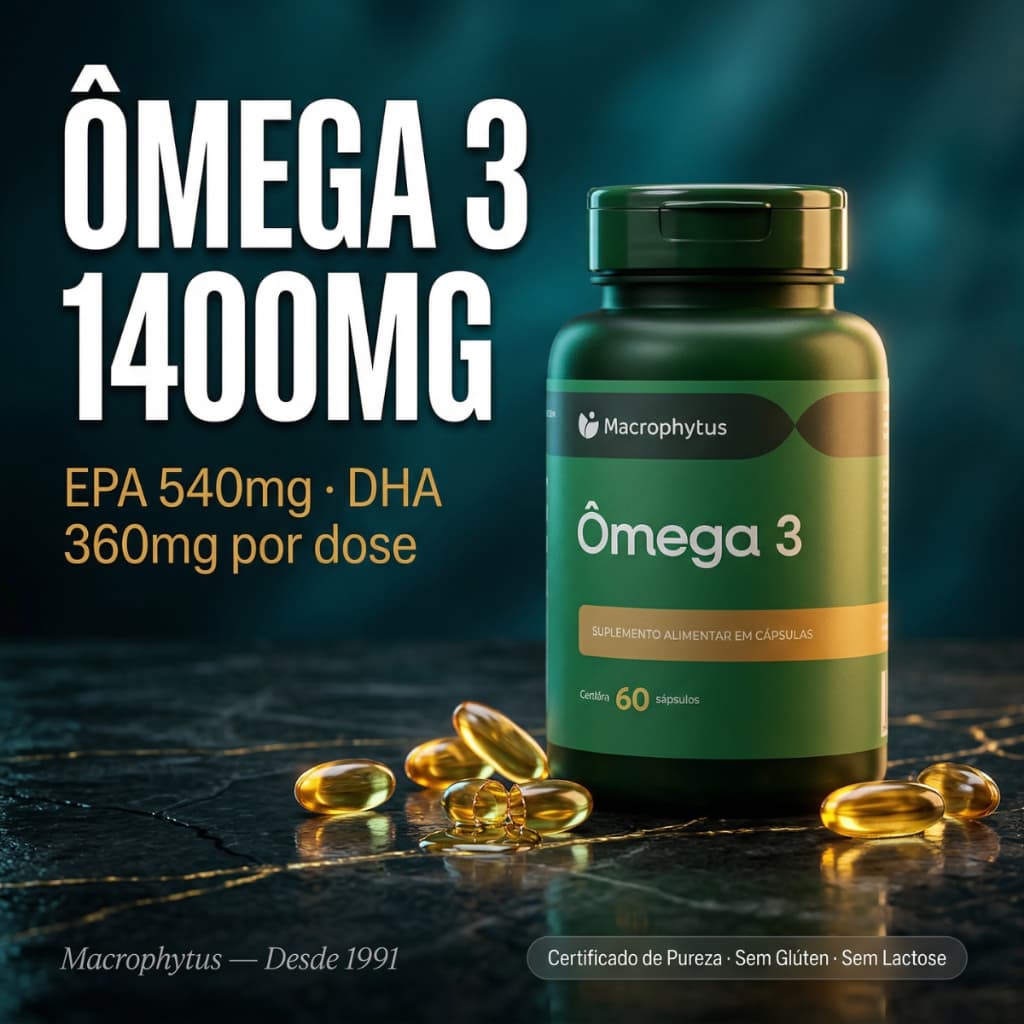 Ômega 3 1400mg 60 Cápsulas Softgel EPA 540mg DHA 360mg Macrophytus Saúde Coração Memória Circulação