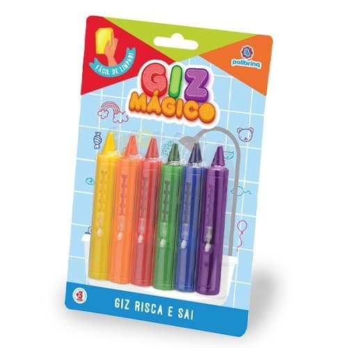 Giz Mágico Polibrinq, Risca e Sai, 6 Cores Original