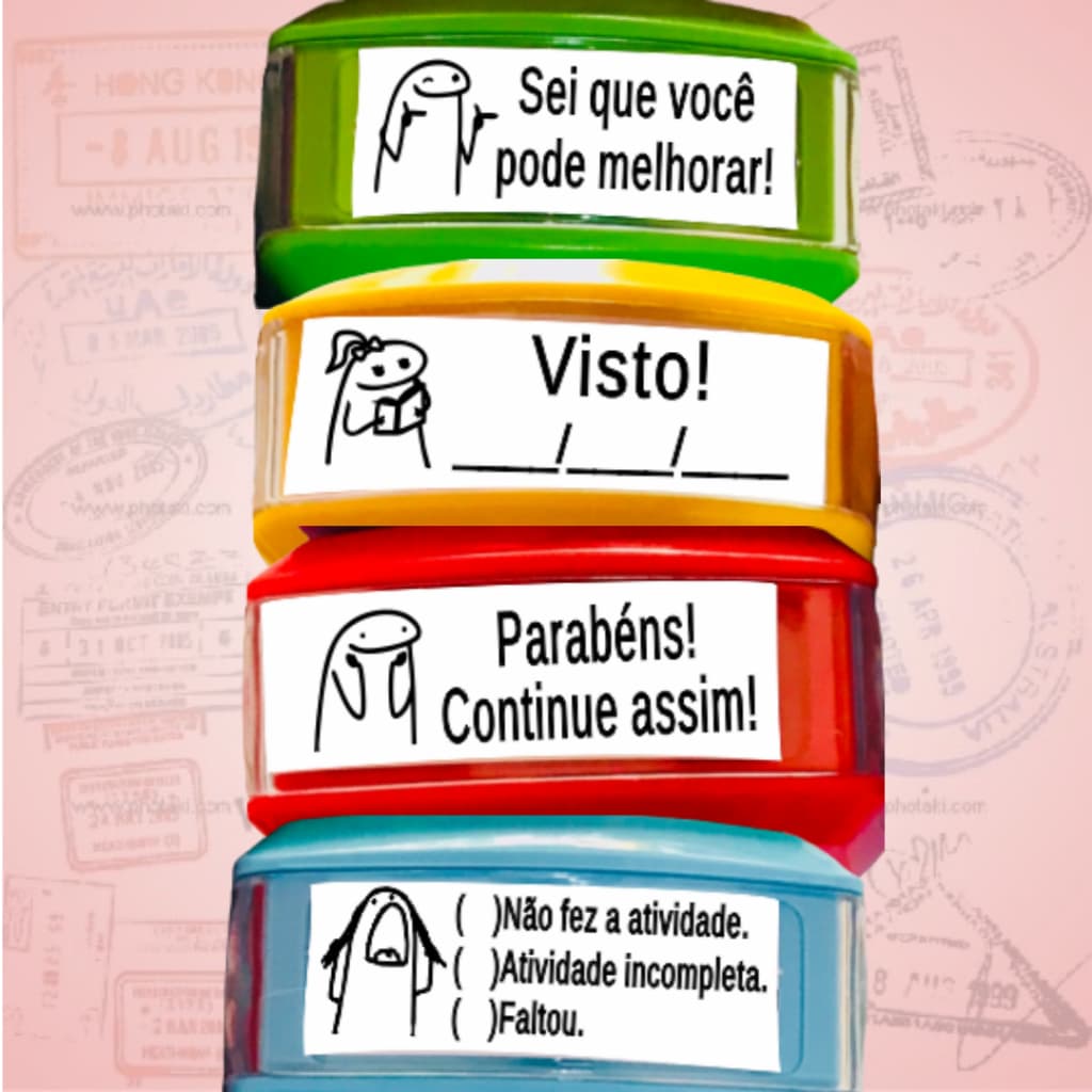 Kit de Carimbos Pedagógicos com 4 Carimbos Automáticos Nykon - FLORK