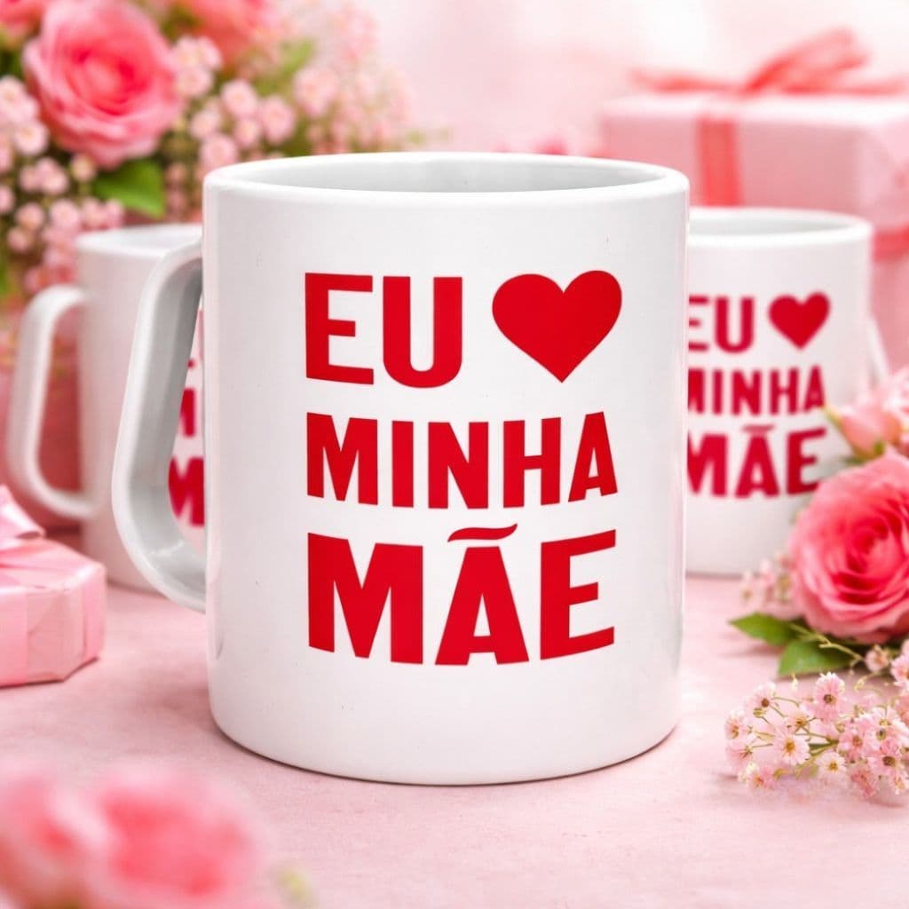 Kit 12 Canecas Dia das Mães Eu Amo Minha Mãe 400ml Presente