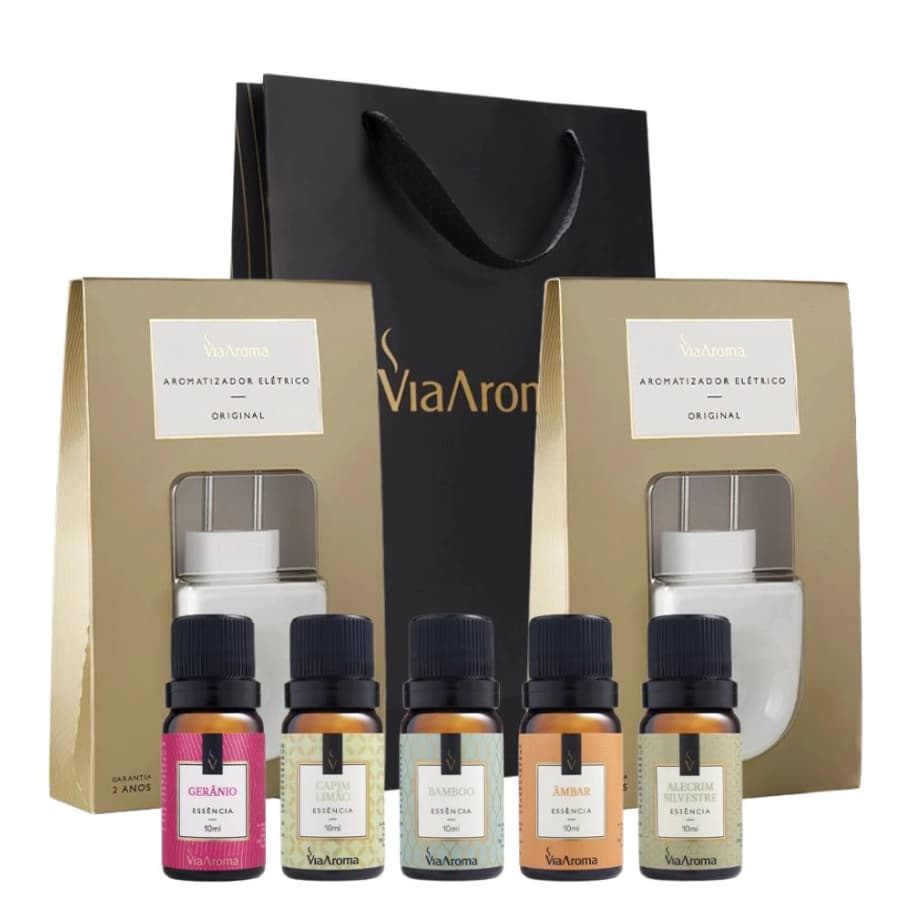 Kit 4 Essências 10ml + Difusor Elétrico Aromatizador Ambiente Bivolt