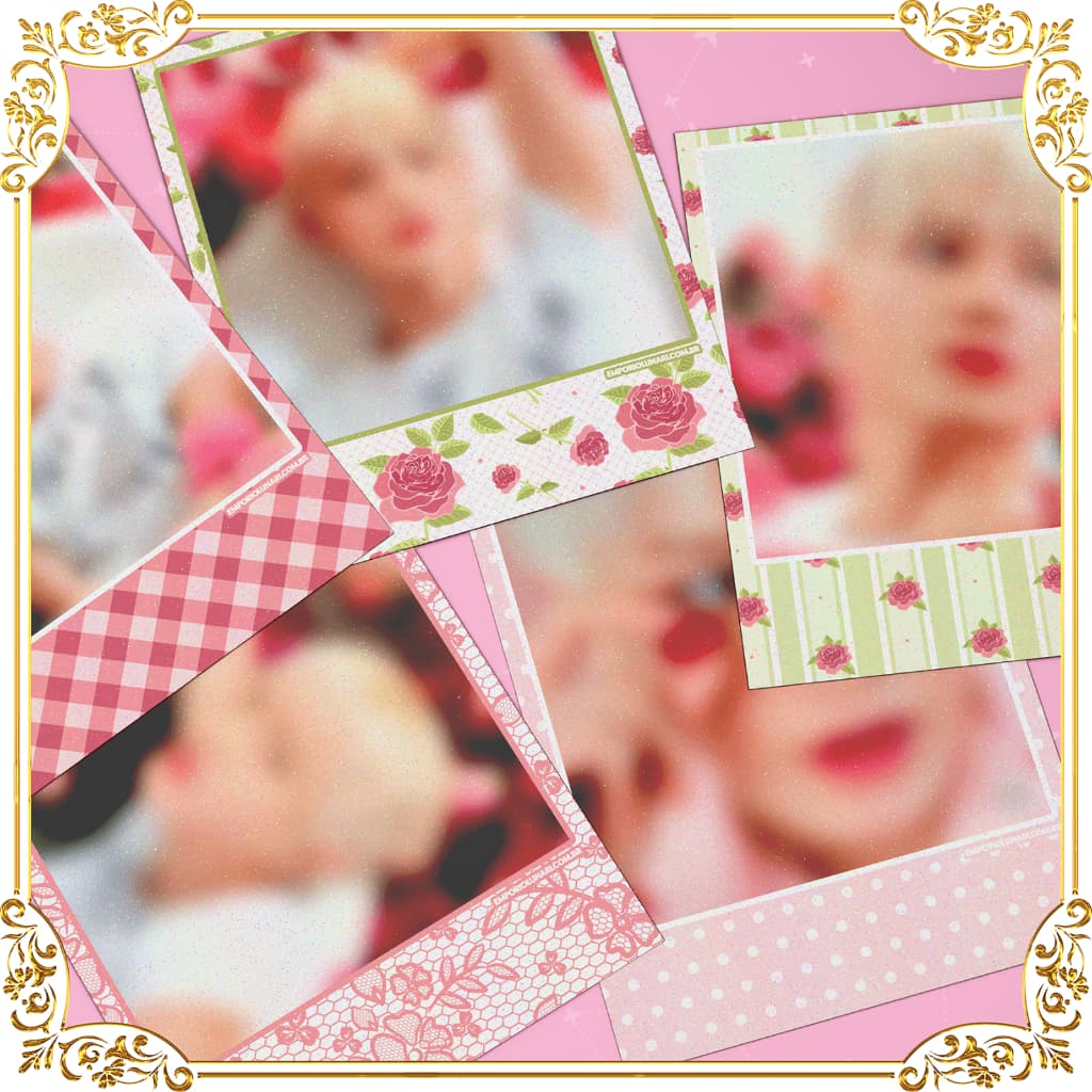 Polaroid Holográfica Personalizada ✨ Modelo Vintage Flower – KPOP Fofo Idol Decoração Photocard