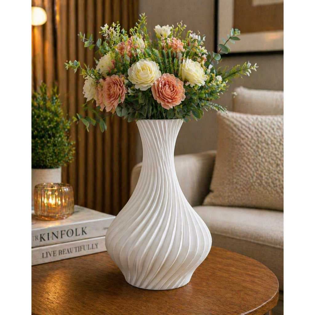 Vaso Decorativo Espiral Moderno – Design Sofisticado para Sala e Escritório