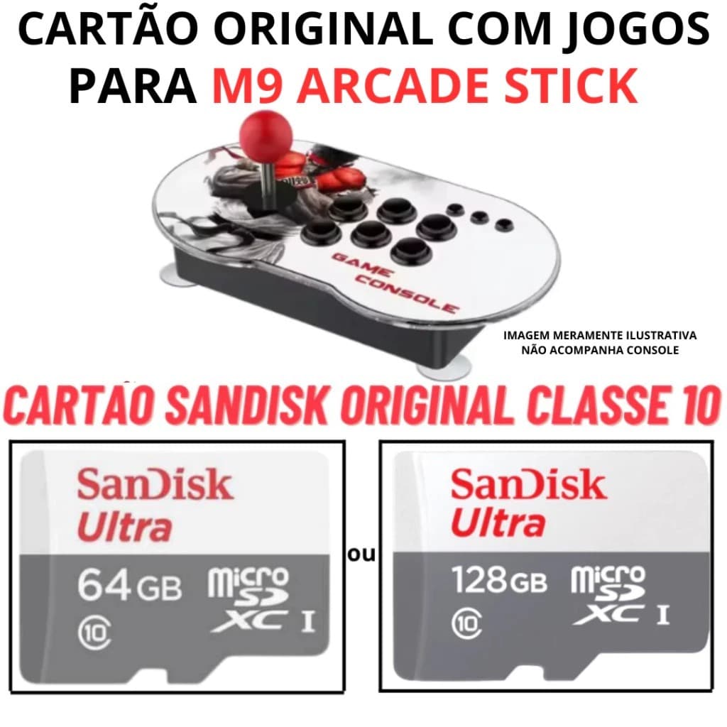 Cartão Original com Jogos para M9 Arcade Stick Game Console Cartão Classe 10 Cartão Backup