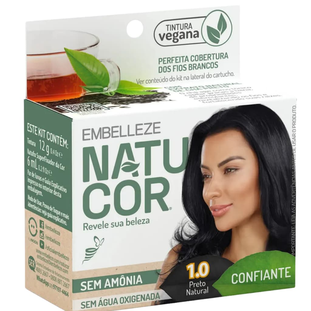 Tinta de Cabelo Natucor  - Sem Amônia, sem água Oxigenada - Tintura Vegana