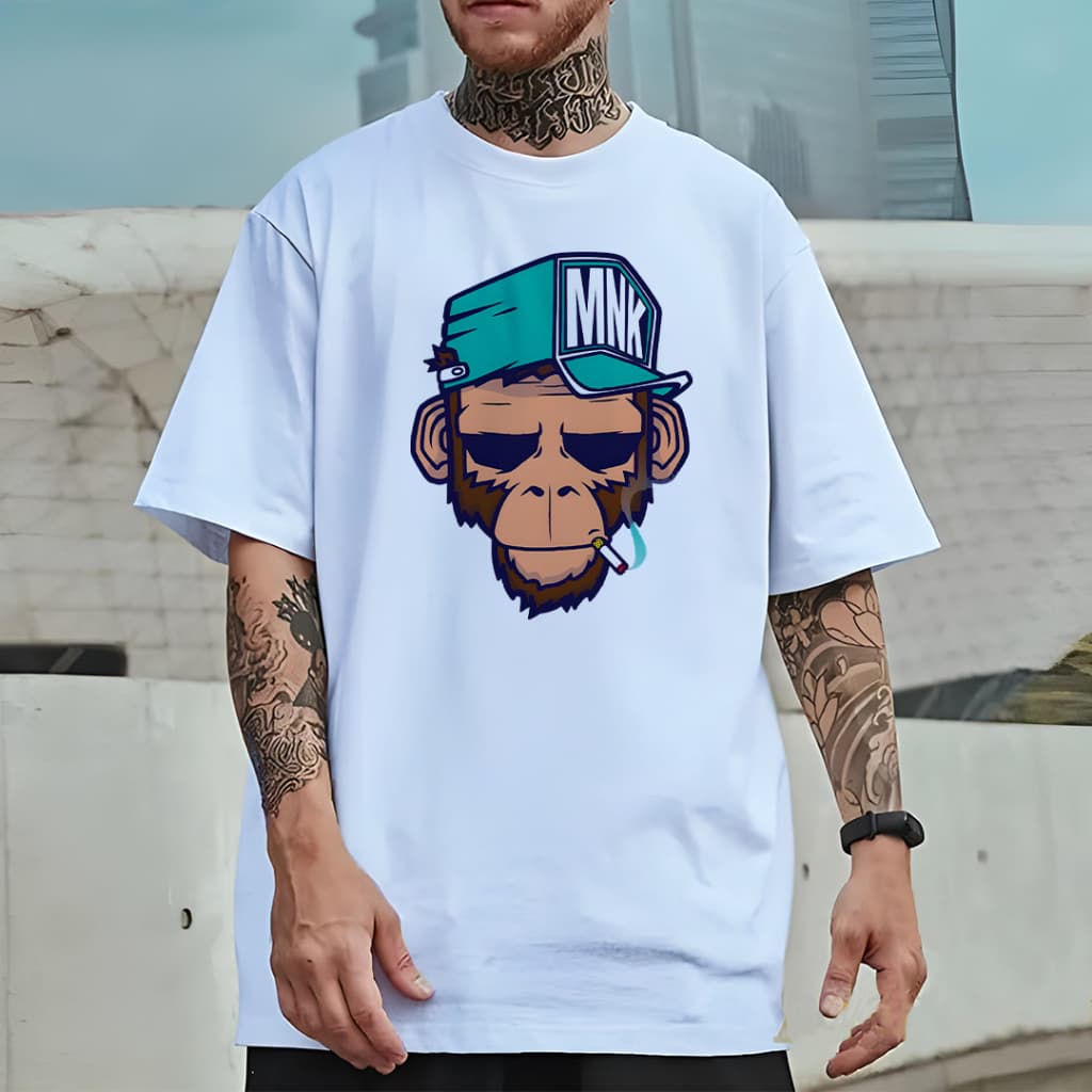 Camiseta Oversized Unissex Plus Size com Estampa Modelo: "Macaco Fumante" - Lançamento 2026