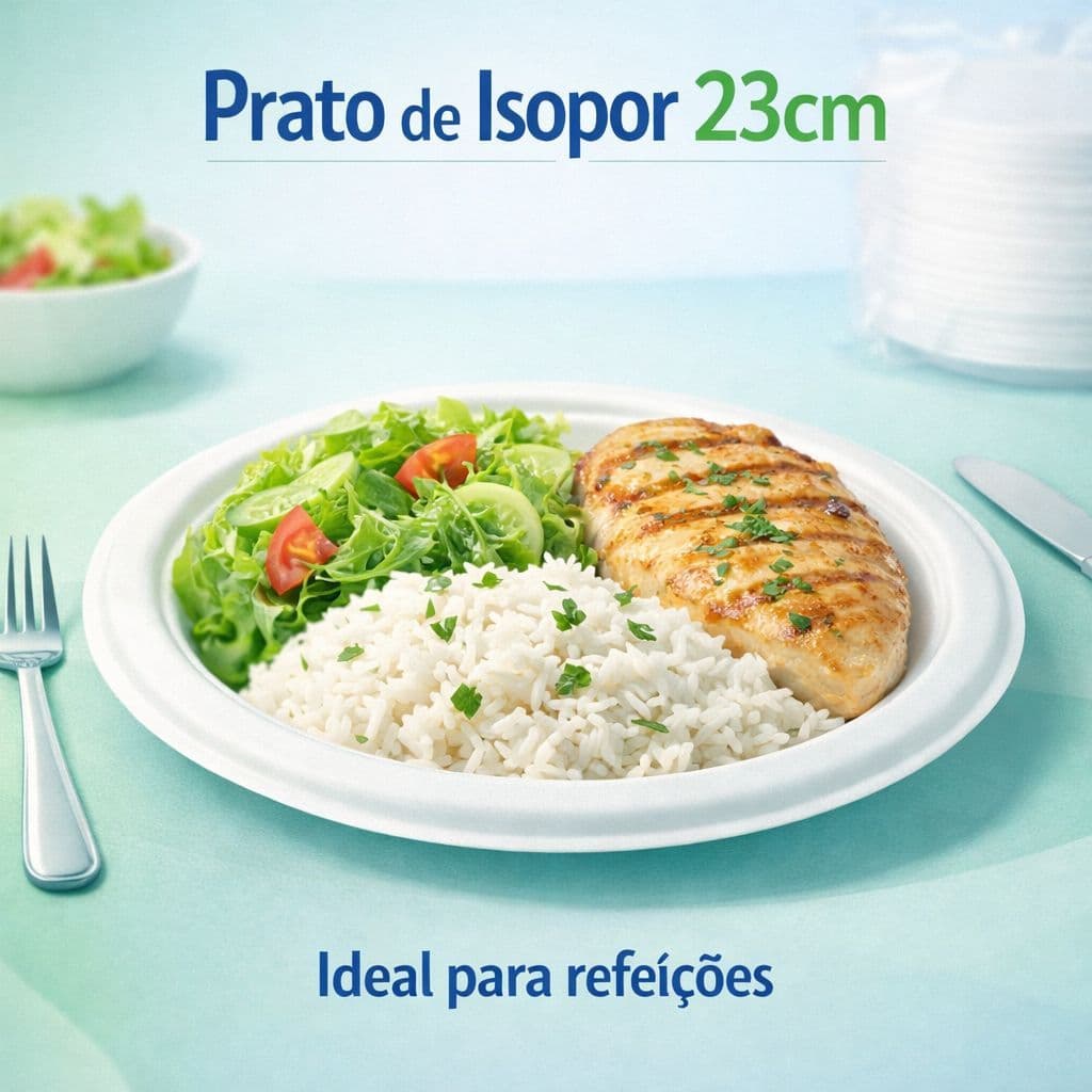 Prato Isopor Descartável Prato Raso 23cm Embalagem De Isopor Refeição Festa Churrasco Evento