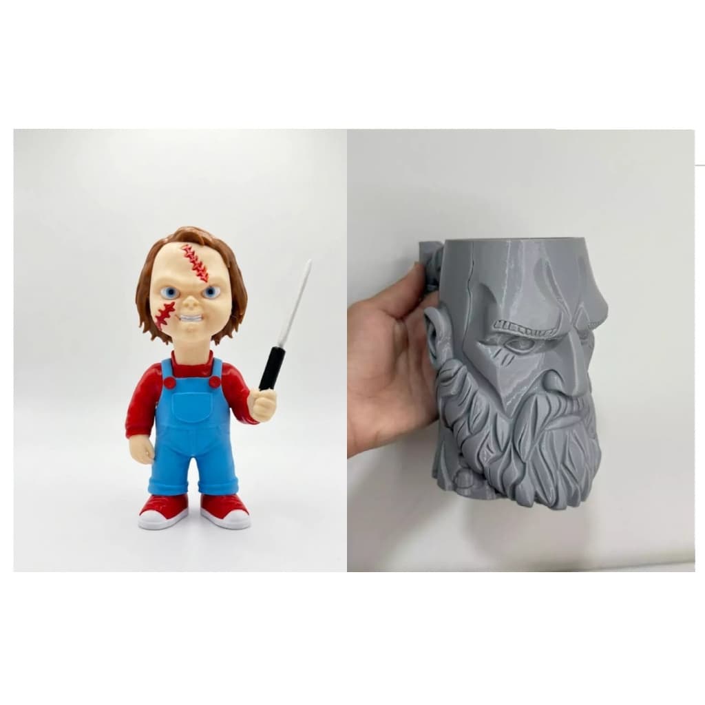 Miniatura Chucky Realista + Porta Latão Odin – Design Nórdico Realista 473ml Alta Qualidade