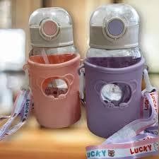 Garrafa Infantil canudo silicone Alça Adesivos Passeio Pronta Entrega Garrafa Fofa Menina Menino Canudo Alça Adesivo