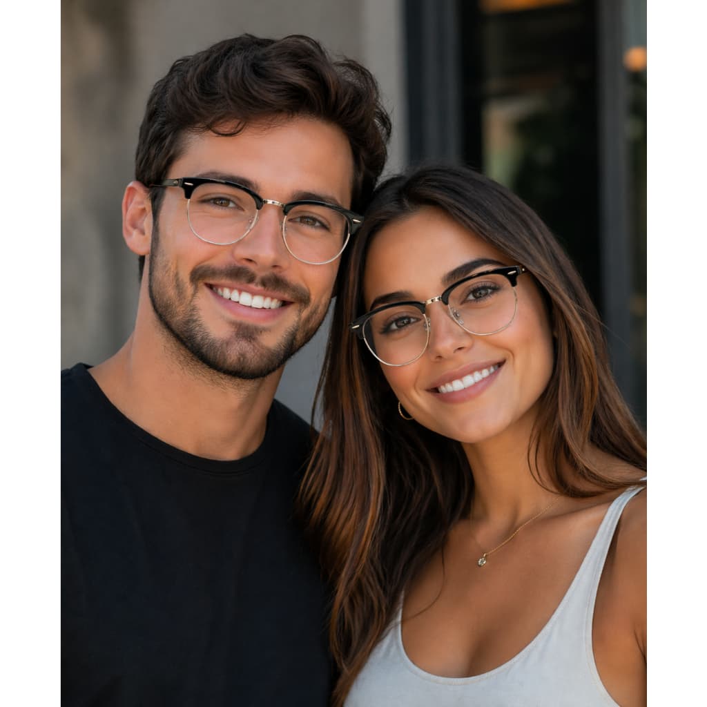 ARMAÇÃO DE OCULOS COM OPÇAO DE LENTES CLARAS OU ESCURAS ESTILO CLUBMASTER