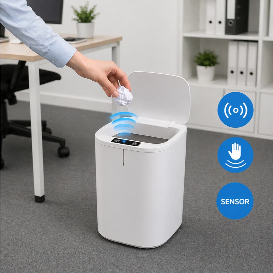 Cesta de Lixo Para Escritório Leixeira Inteligente Haixin 16L Sensor Automático Higiênica Anti-Odor