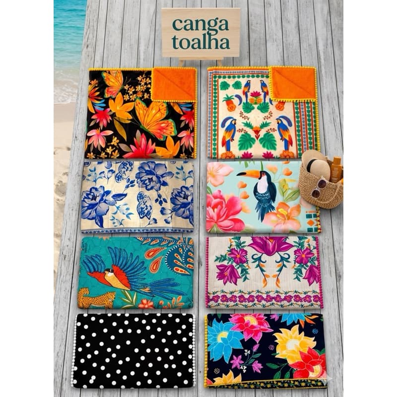 Canga Toalha Saída de Praia Piscina Atoalhada estampada viscolhino envio rápido