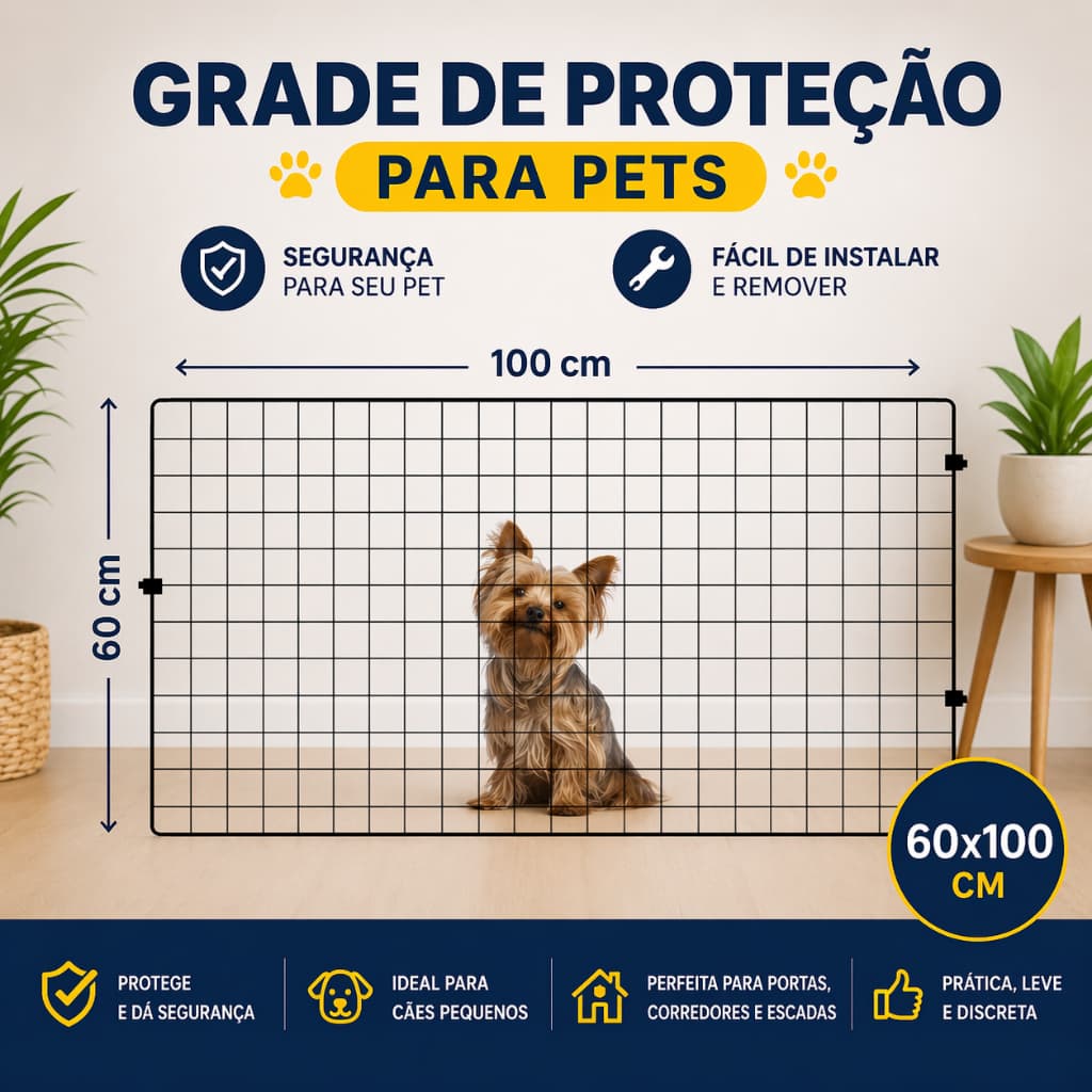 Grade Portão Proteção Pet Cachorro De 60x100cm Cães Pequenos