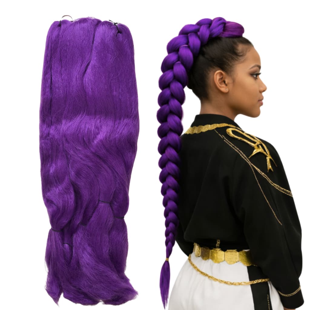 Jumbo Roxo 65cm P/ Fazer Trança K-pop Guerreira Rumi Fibra Sintética