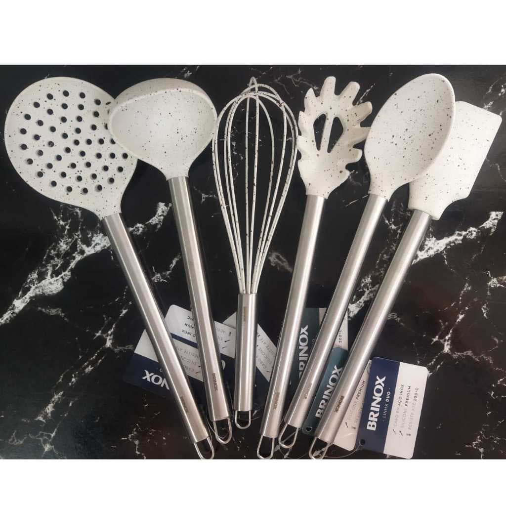 Utensílios Cozinha Silicone Duo Vanilla Brinox Branco Bege