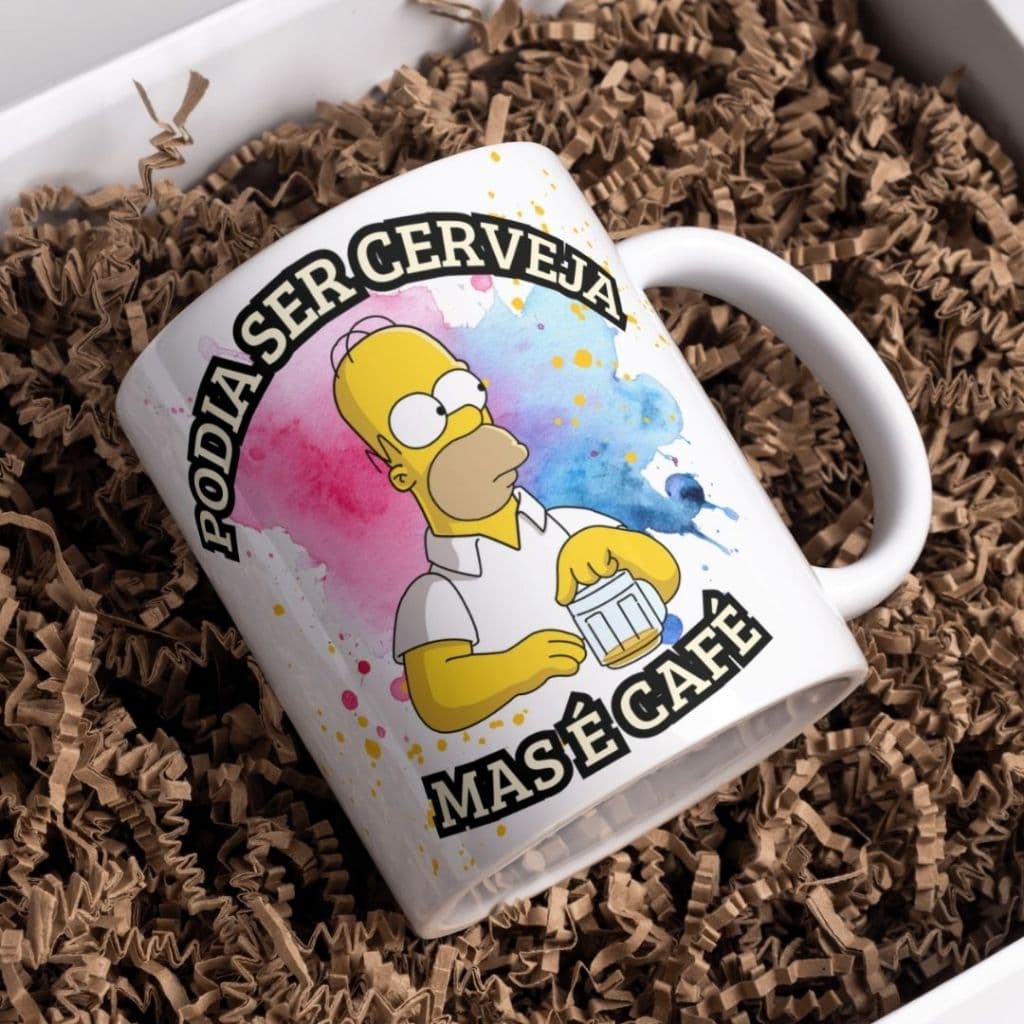 Caneca Personalizada Podia Ser Cerveja Mas É Café Divertida Presente Criativo 325ml  Simpson